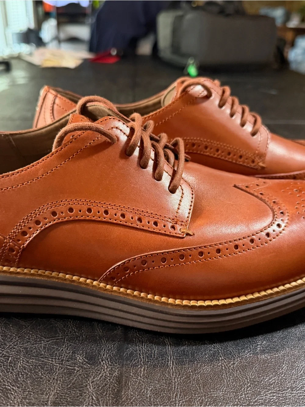 Cole Haan Men's Brown Leather Wingtip Derby Oxfords